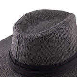  Woven Black Panama Hat with Black Crown Band Closeup on the Crown