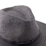  Woven Black Panama Hat with Black Crown Band, Closeup of the Crown