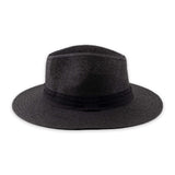  Woven Black Panama Hat with Black Crown Band