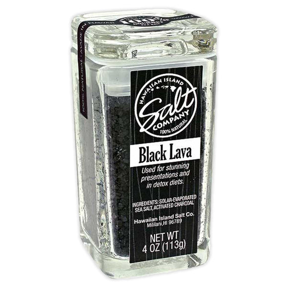 Glass Jar of Hawaiian Island Black Lava Sea Salt - 4oz