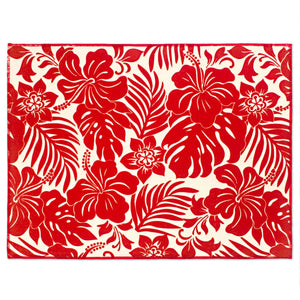 "Red Hibiscus Floral" Microfiber Drying Mat