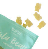 SoHa Sweets Pineapple Hula Bear Gummies- Open Package with Several Pieces Scattered About