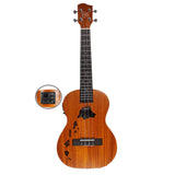 HUG Hawaiian Island Chain Electric Tenor Ukulele showing with a separate image showing electric pickup controls