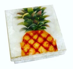 Kubla Crafts "Golden Pineapple" Capiz Shell Keepsake Box- 3"x3" 