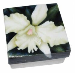 Kubla Crafts "Cattleya Orchid" Capiz Keepsake Box 