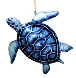 Kubla Crafts "Blue Sea Turtle" Capiz Holiday Ornament