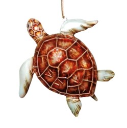 Kubla Crafts "Brown Seat Turtle" Capiz Holiday Ornament