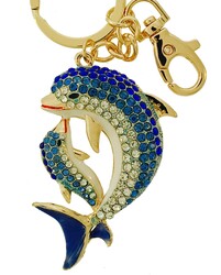 Kubla Craft "Dolphin with Baby" Crystal Key Chain