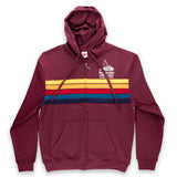 Multi-color Stripe "Polynesian Cultural Center" Logo Full Zip Hoodie- Maroon