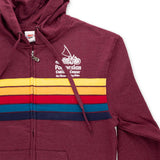 Multi-color Stripe "Polynesian Cultural Center" Logo Full Zip Hoodie- Maroon