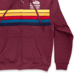 Multi-color Stripe "Polynesian Cultural Center" Logo Full Zip Hoodie- Maroon