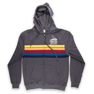 Multi-color Stripe "Polynesian Cultural Center" Logo Full Zip Hoodie- Maroon