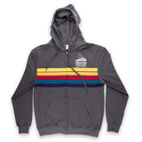 Multi-color Stripe "Polynesian Cultural Center" Logo Full Zip Hoodie- Gray