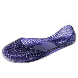 Del Sol "Heart Purple" Youth Jelly Sandals as seen in sunlight