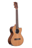 Kala Solid Cedar Acacia Tenor Cutaway Ukulele with EQ- Angled View