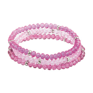 Pink Paradise Kids Mini Crystal 3 Stack Bracelet Set