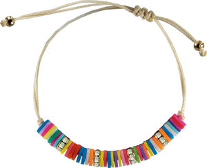 Clay Disk & Rhinestones Multi-Color Corded Bracelet