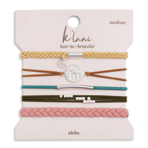 K'lani "Aloha" Wrist and Hair Bracelets Set- 5 Pieces 