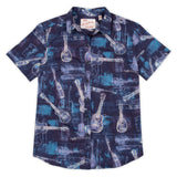 Kahala Cotton "X KoAloha Ukulele" Men's Hawaiian Shirt- Eggplant Blue