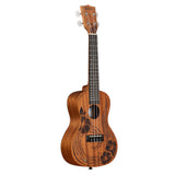 Kala-Unity-Mahogany-Concert-Ukulele-with-laser-etched traditional Maori hibiscus art.