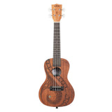 Kala-Voyage-Collection-Guidance-Concert-Ukulele-displaying traditional Maori laser-etched art.