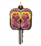 Pink Flip Flop Slippers Key Cover shown on a key.