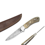 Faneema Damascus Steele & Ram's Horn Fixed Blade Knife- 5'' 