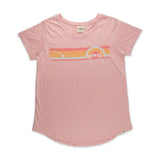 Pacific Creations "Rainbow La'ie Hawaii" Ladies Tee Shirt- Dusty Pink