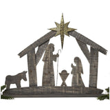 28-Inch Layered Wood Christmas Nativity with Donkey 