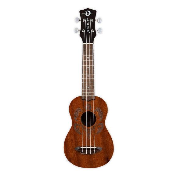 Luna Honu Tribal Turtle Mahogany Ukulele- Soprano Size - The Hawaii Store