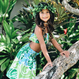 Hawaiian Malulani Keiki (Child) 2-Piece Hula Clothing Set- Sky