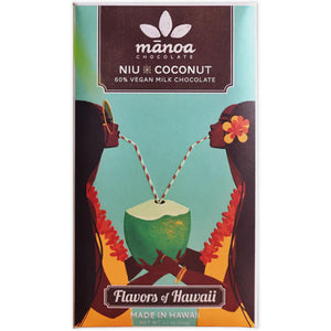 Manoa "Niu Coconut" 60% Vegan Milk Chocolate, 2.1-Ounce Bar