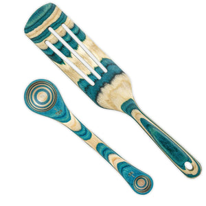 Mykonos Utensil Set, 2-Piece Spurtle and Measuring Spoon side by side