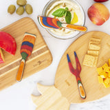 Marrakesh Cheese Tool Set with other  fruits, cheeses, and crackers.