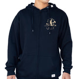 Model Wearing Pacific Creations "Pacific Paradise" Full-Zip Men's Hoodie- Midnight Black