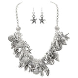 "Big Sea Life" Silver Charm Necklace and Earrings Set - The Hawaii Store