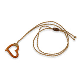 Open Heart Hawaiian Koa Necklace with Natural Cord