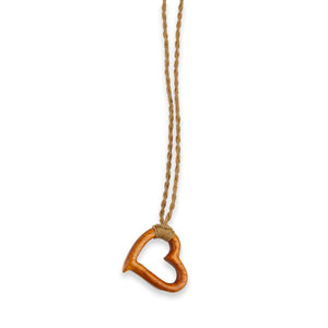 Open Heart Hawaiian Koa Necklace with Natural Cord