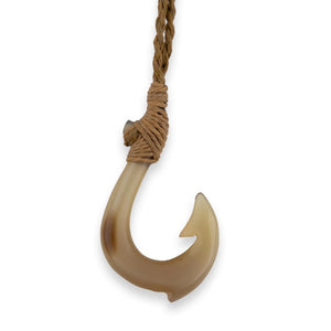 White Buffalo Horn Mini Hawaiian Fish Hook Necklace