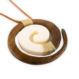 Mauna Kai "Koru" Wood & Bone Necklace- Side View