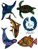 Hawaiian Ma Kai Marine Wildlife Educational Coloring Book Stickers