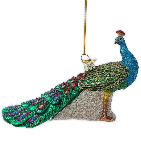 Noble Gems™ Glass Peacock Holiday Ornament