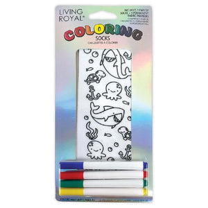 Living Royal "Ocean Pals" Customizable Coloring Socks in Package with Markers