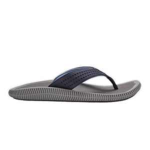 Pair of Olukai "Ulele" Men's Sandal- Blue Depth on Charcoal