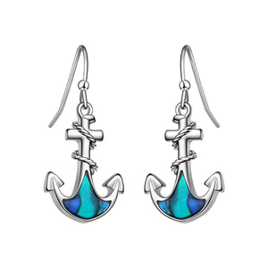 Lauren-Spencer Ocean Water Abalone Anchor Earrings