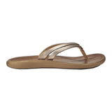 OluKai Women's "Kapehe Luana" Leather Sandal- Bubbly/Sahara