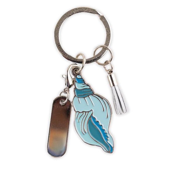 Pacific Creations Silver-Enamel Shell Keychain/Fob