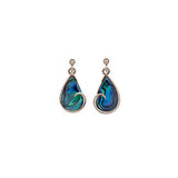 Ariki Paua Shell & Palladium Teardrop Swirl Dangle Earrings