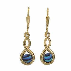 Ariki Gold Paua Double Twist Infinity Earrings