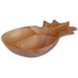 3-Compartment Pineapple-Shape Wood Serving Dish